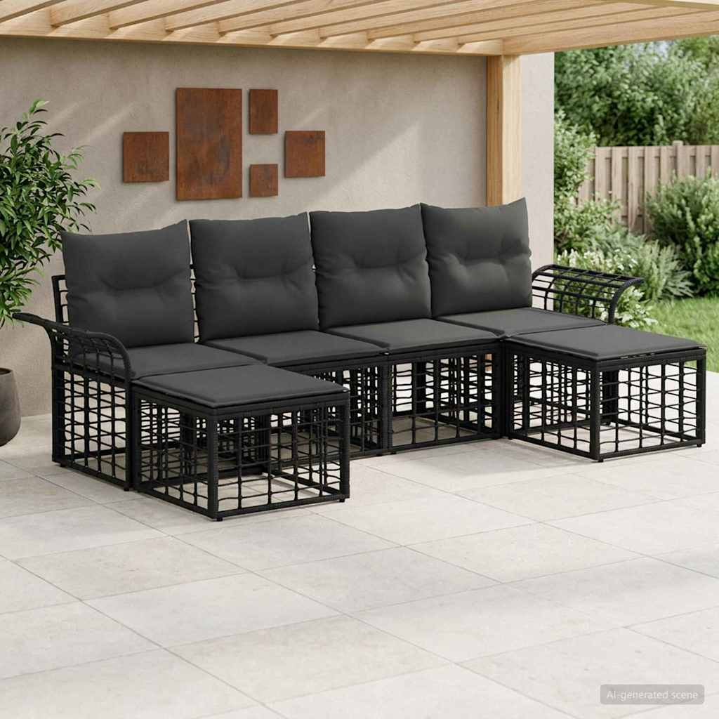 Conjunto de sofás de exterior 14 pcs Natural y Crema Poliéster
