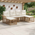 Conjunto de sofás de exterior 14 pcs Natural y Crema Poliéster