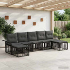 Conjunto de sofás de exterior 7 pcs Natural y Crema Poliéster