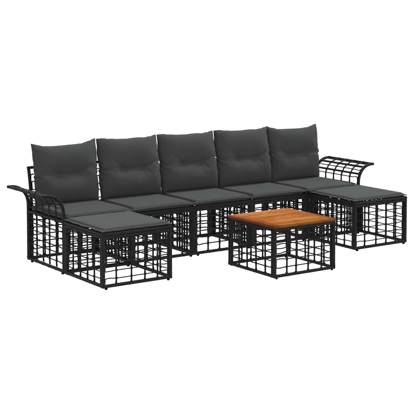 Conjunto de sofás de exterior 7 pcs Natural y Crema Poliéster