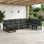 Conjunto de sofás de exterior 8 pcs Natural y Crema Poliéster