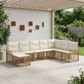 Conjunto de sofás de exterior 8 pcs Natural y Crema Poliéster