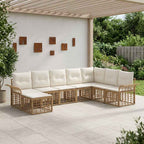 Conjunto de sofás de exterior 8 pcs Natural y Crema Poliéster