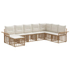 Conjunto de sofás de exterior 8 pcs Natural y Crema Poliéster
