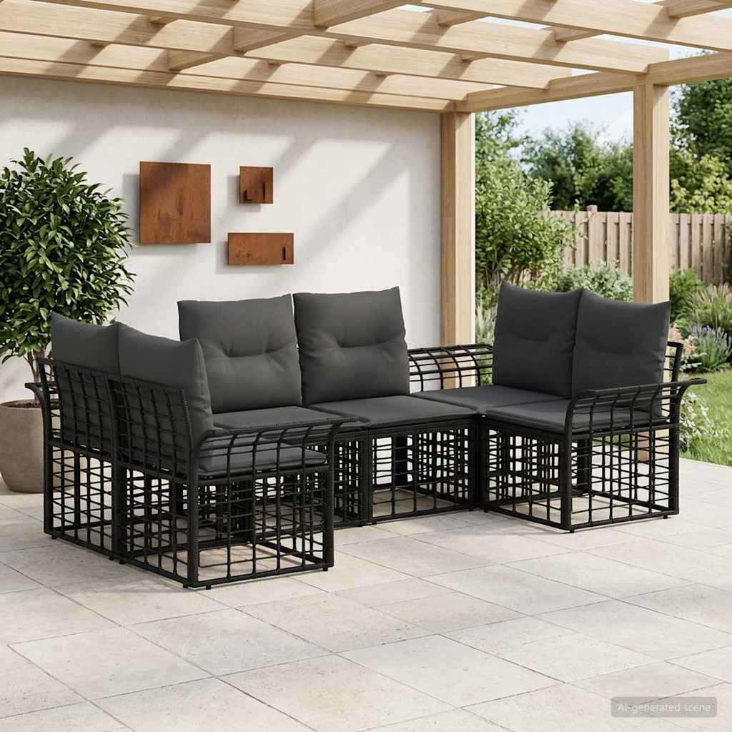 Conjunto de sofás de exterior 11 pcs Natural y Crema Poliéster