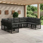 Conjunto de sofás de exterior 9 peças Preto e Cinzento escuro