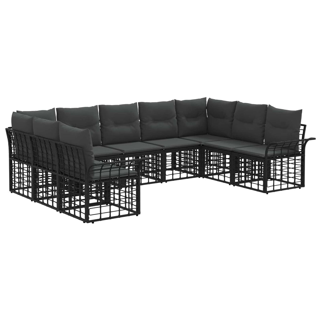 Conjunto de sofás de exterior 9 pcs Negro y Gris oscuro