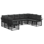 Conjunto de sofás de exterior 9 pcs Negro y Gris oscuro