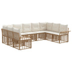 Conjunto de sofás de exterior 9 pcs Natural y Crema Poliéster