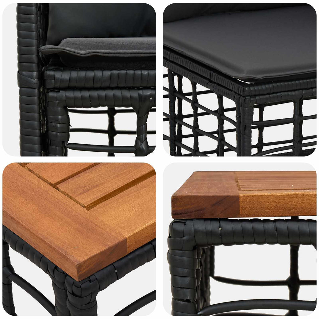 Conjunto de sofás de exterior 10 pcs Negro y Gris oscuro