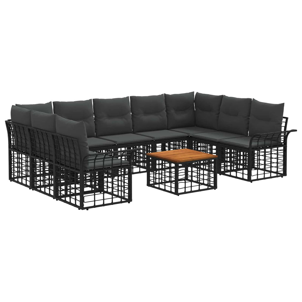 Conjunto de sofás de exterior 10 pcs Negro y Gris oscuro