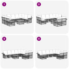 Conjunto de sofás de exterior 10 pcs Natural y Crema Poliéster