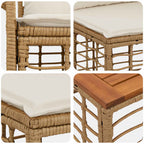 Conjunto de sofás de exterior 10 pcs Natural y Crema Poliéster