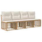 Conjunto de sofás de exterior 10 pcs Natural y Crema Poliéster