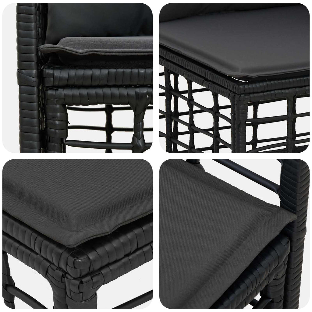 Conjunto de sofás de exterior 9 pcs Negro y Gris oscuro