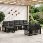 Conjunto de sofás de exterior 9 pcs Negro y Gris oscuro