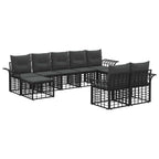 Conjunto de sofás de exterior 9 pcs Negro y Gris oscuro