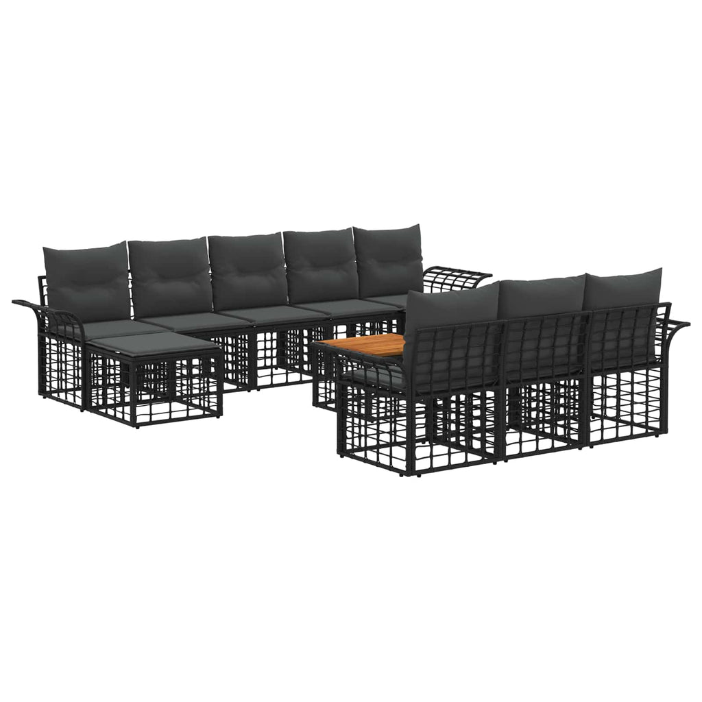 Conjunto de sofá de jardín con cojín 3 pcs Gris Poliratán