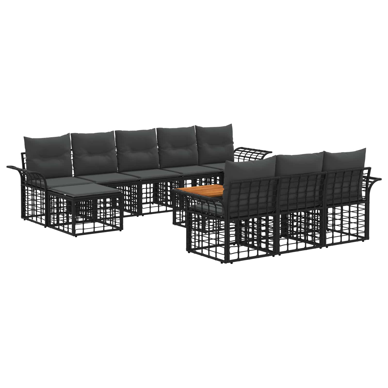 Conjunto de sofá de jardín con cojín 3 pcs Gris Poliratán