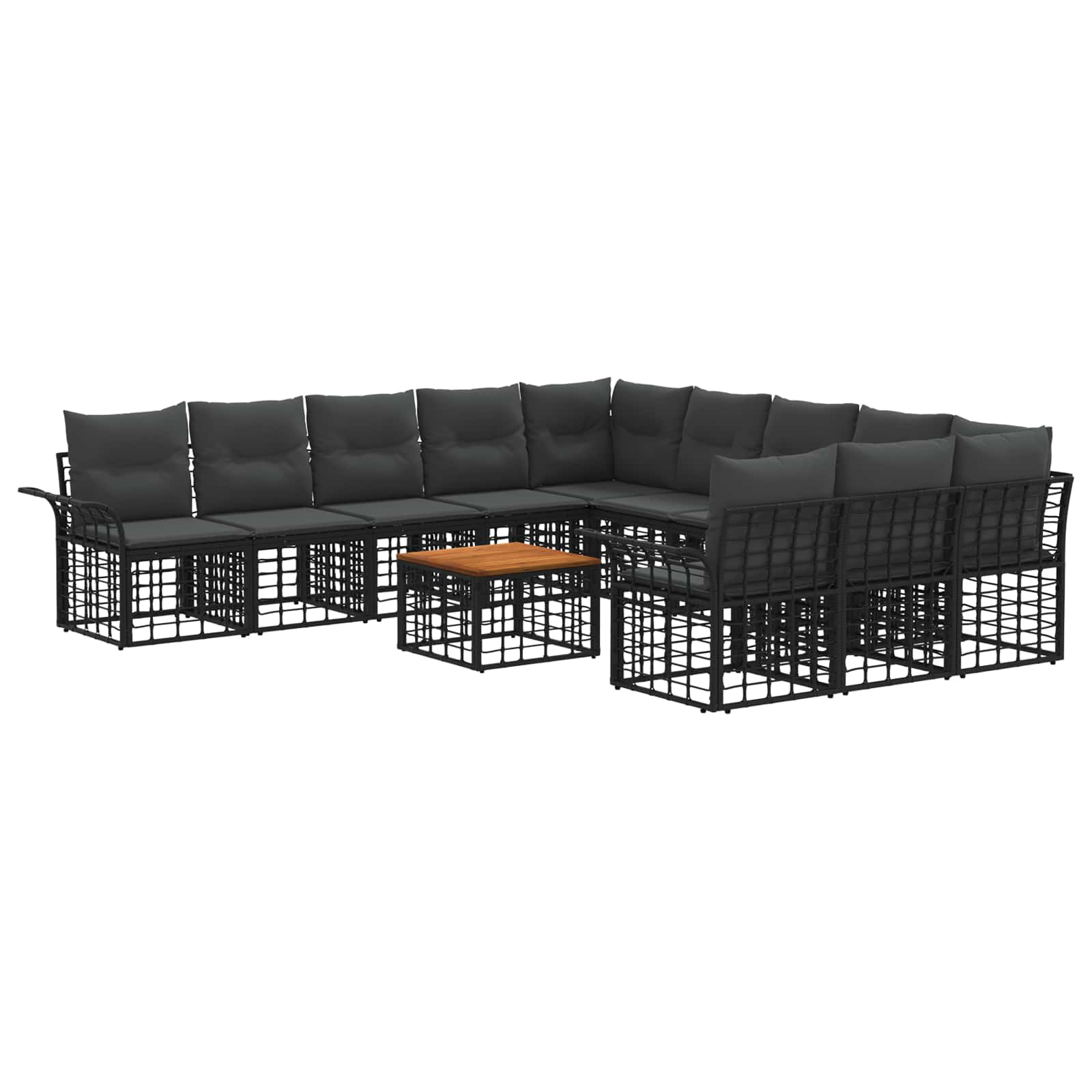 Conjunto de sofás de exterior 11 pcs Natural y Crema Poliéster