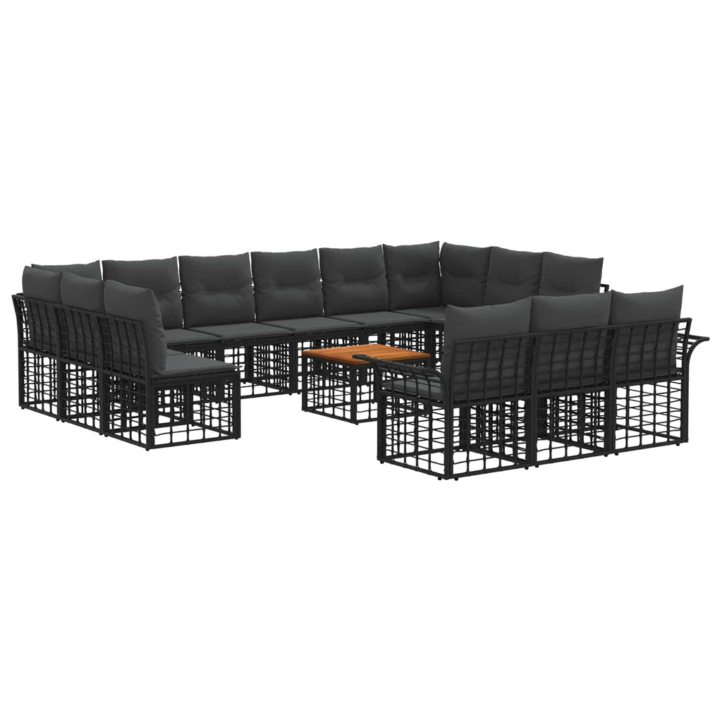 Conjunto de sofás de exterior 13 pcs Natural y Crema Poliéster