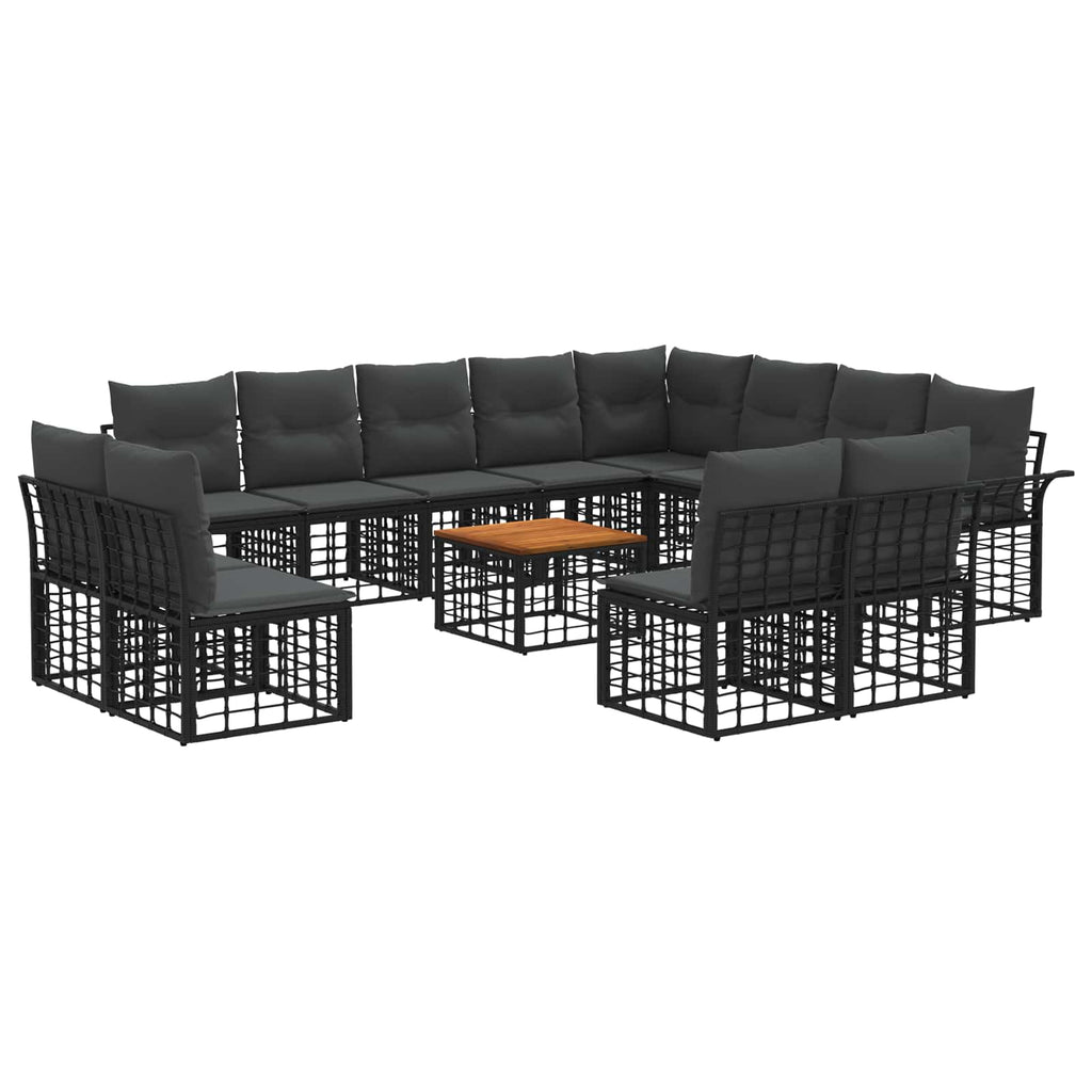 Conjunto de sofás de exterior 12 pcs Natural y Crema Poliéster