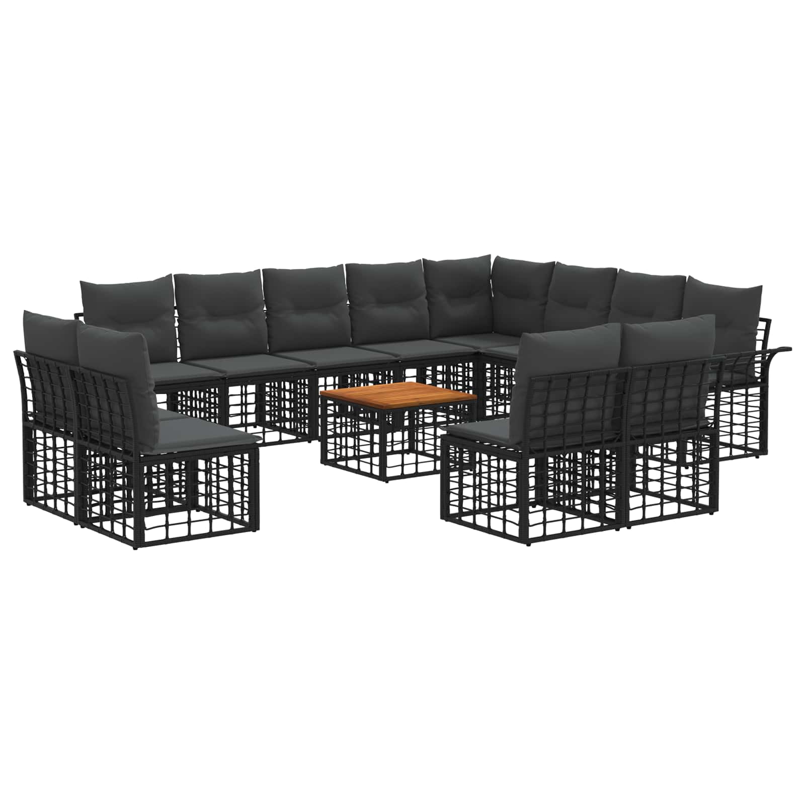 Conjunto de sofás de exterior 12 pcs Natural y Crema Poliéster