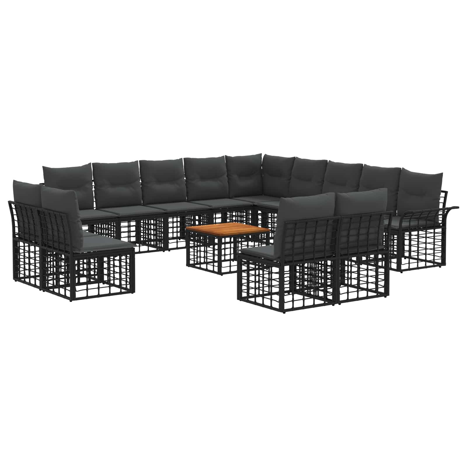 Conjunto de sofás de exterior 13 pcs Natural y Crema Poliéster