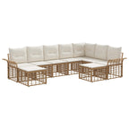 Conjunto de sofás de exterior 9 pcs Natural y Crema Poliéster