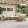 Conjunto de sofás de exterior 8 pcs Natural y Crema Poliéster