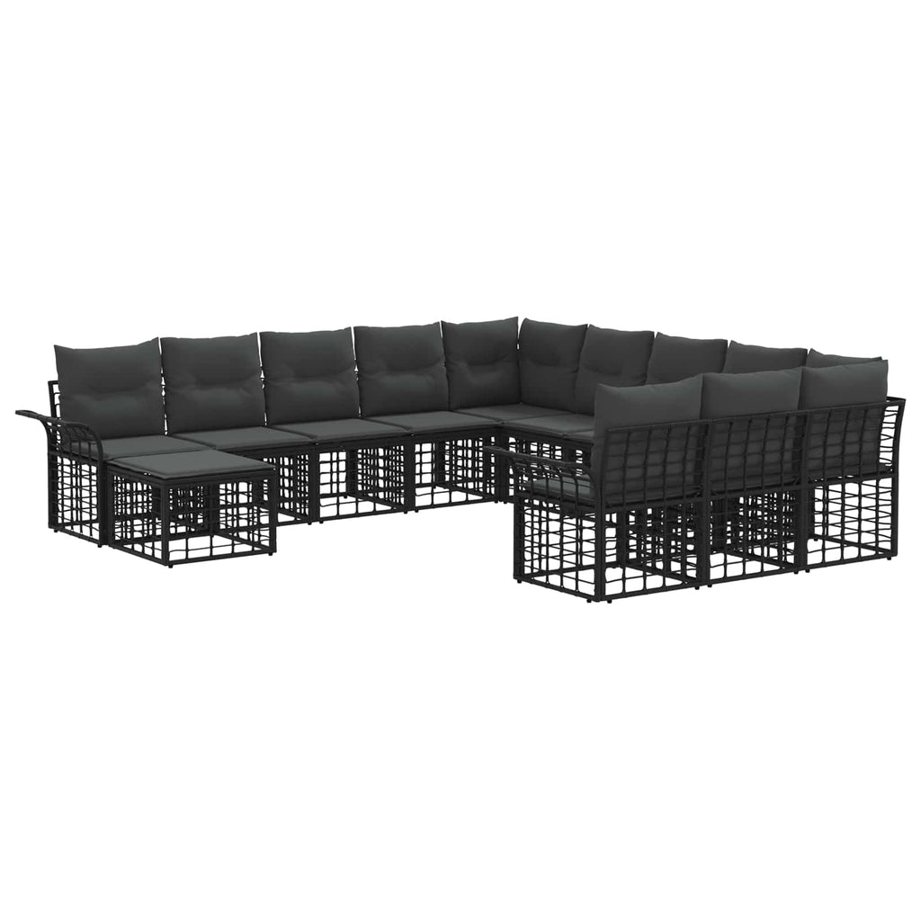 Conjunto de sofás de jardín 12 pcs Negro y Gris oscuro