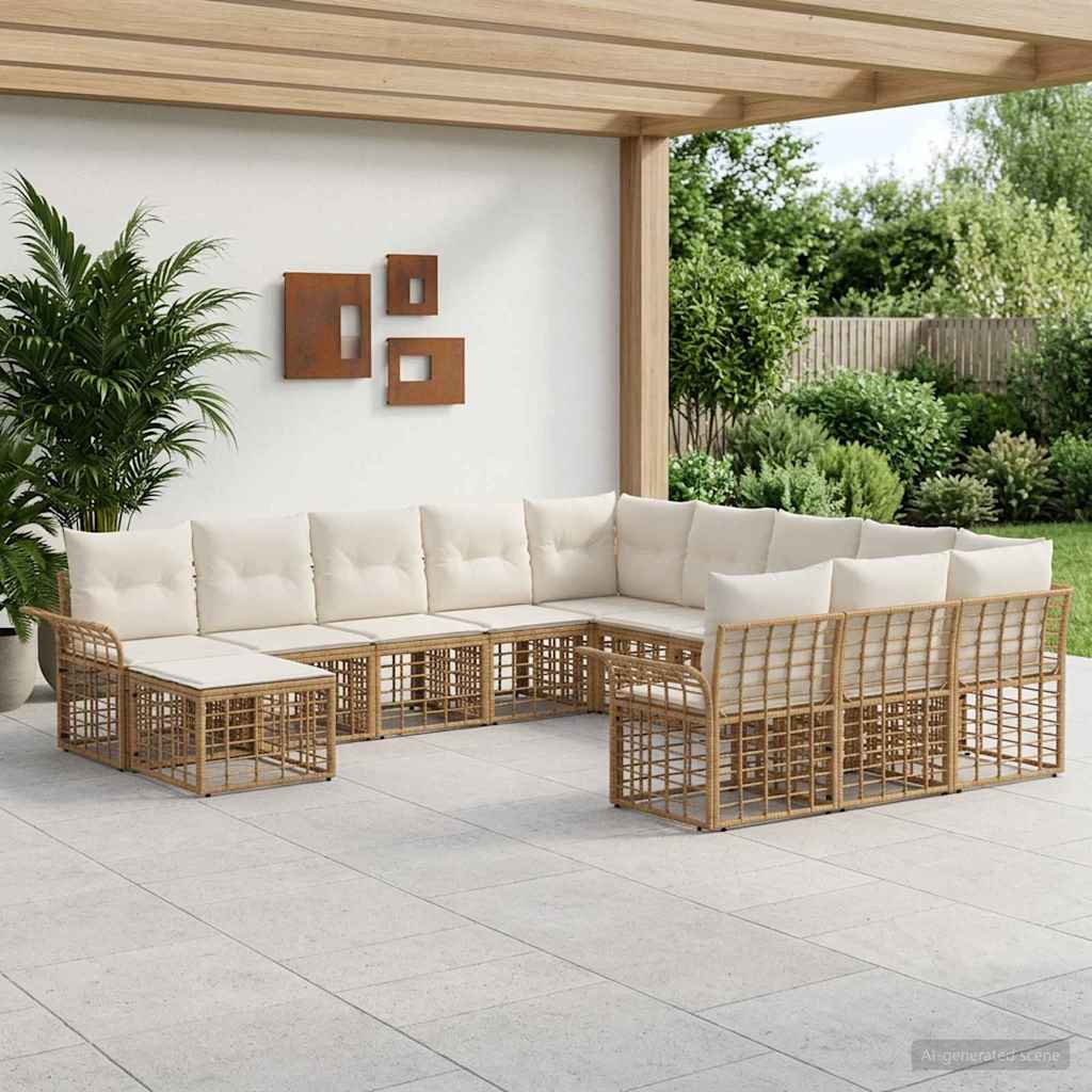 Conjunto de sofás de jardín 12 pcs Negro y Gris oscuro