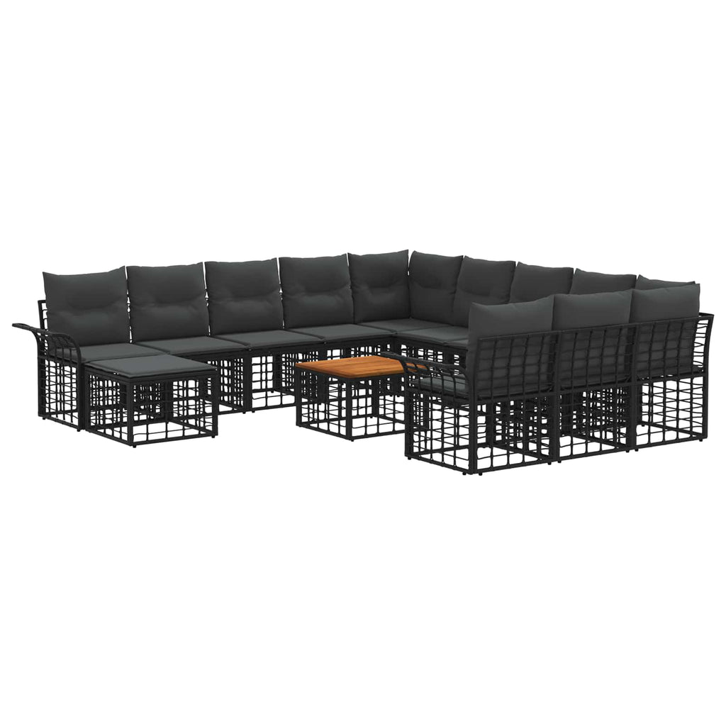 Conjunto de sofás de jardín 12 pcs Negro y Gris oscuro