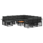 Conjunto de sofás de jardín 12 pcs Negro y Gris oscuro