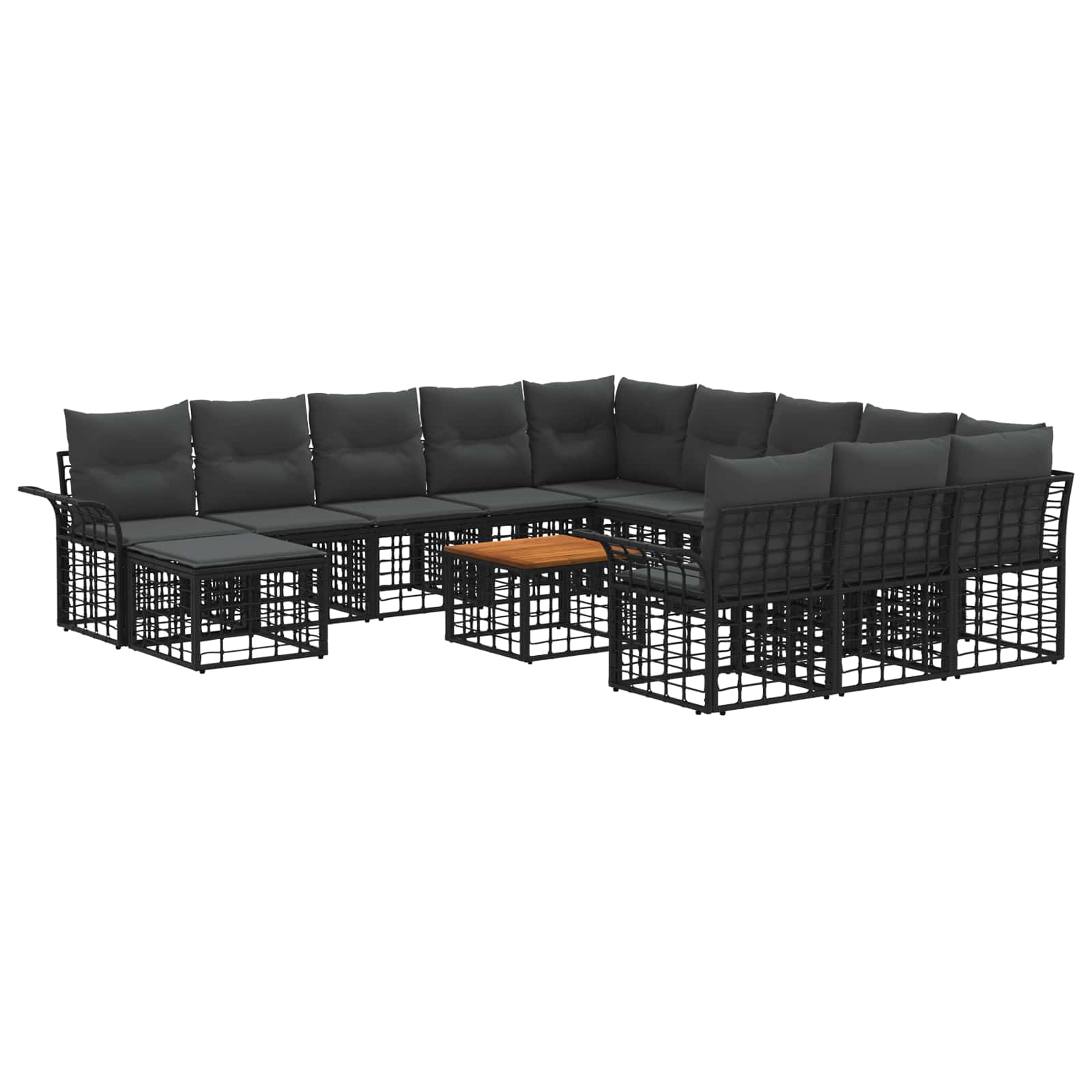 Conjunto de sofás de jardín 12 pcs Negro y Gris oscuro