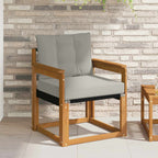 Sofá de exterior Madera de Acacia Sólida Blanco y beige