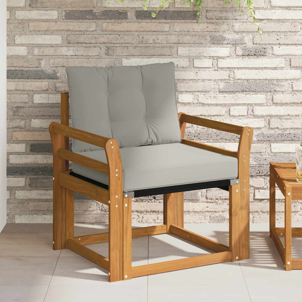 Sofá de exterior Madera de Acacia Sólida Blanco y beige
