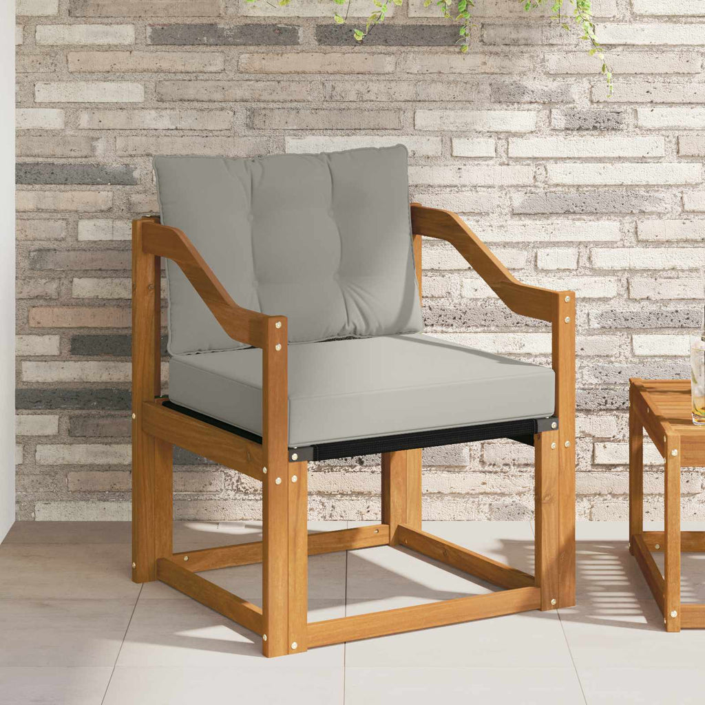 Sofá de exterior Madera de Acacia Sólida Blanco y beige