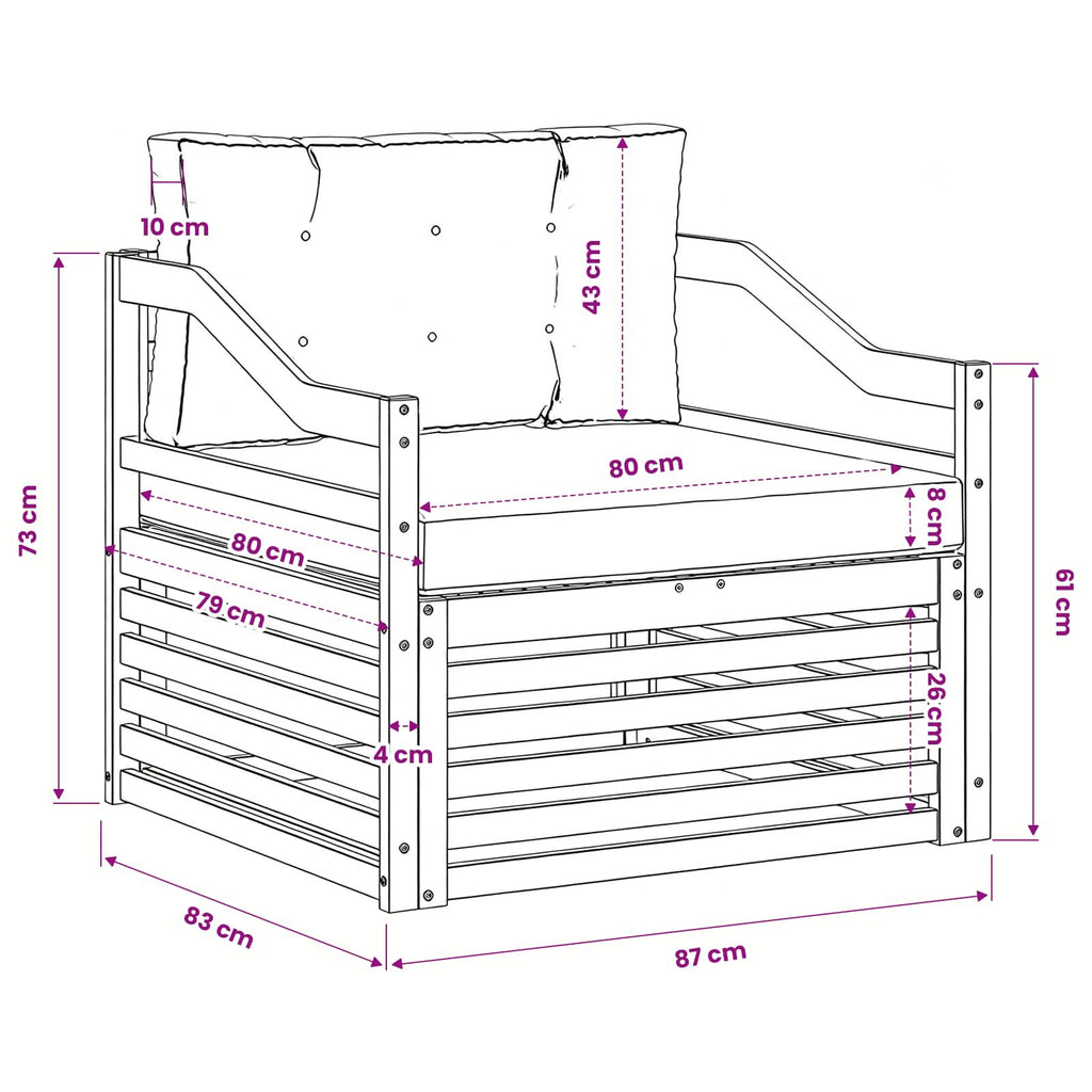 Conjunto de sofás de exterior Madera de Acacia Sólida Natural