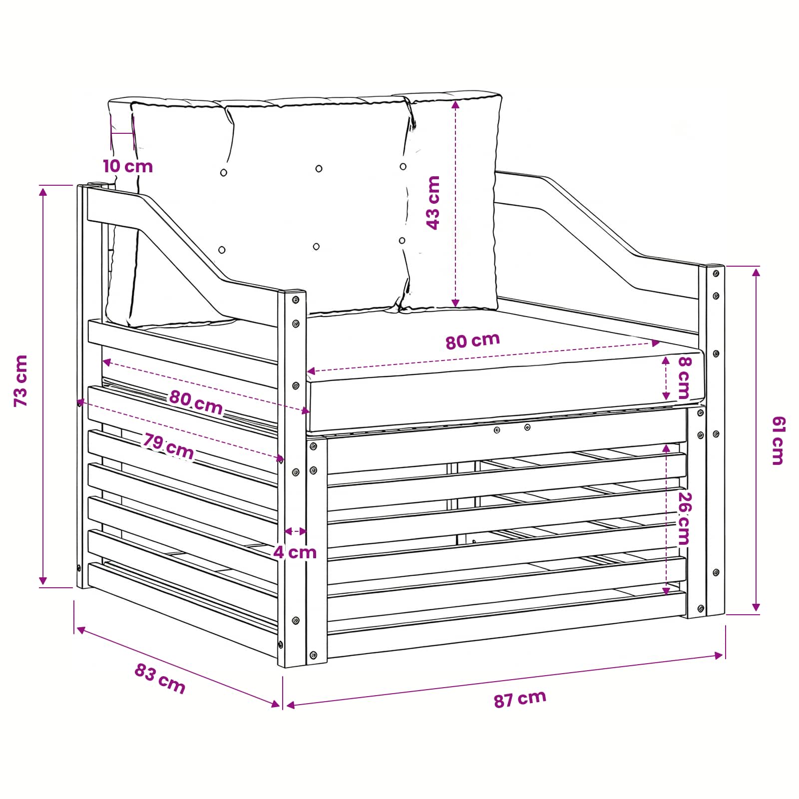 Conjunto de sofás de exterior Madera de Acacia Sólida Natural