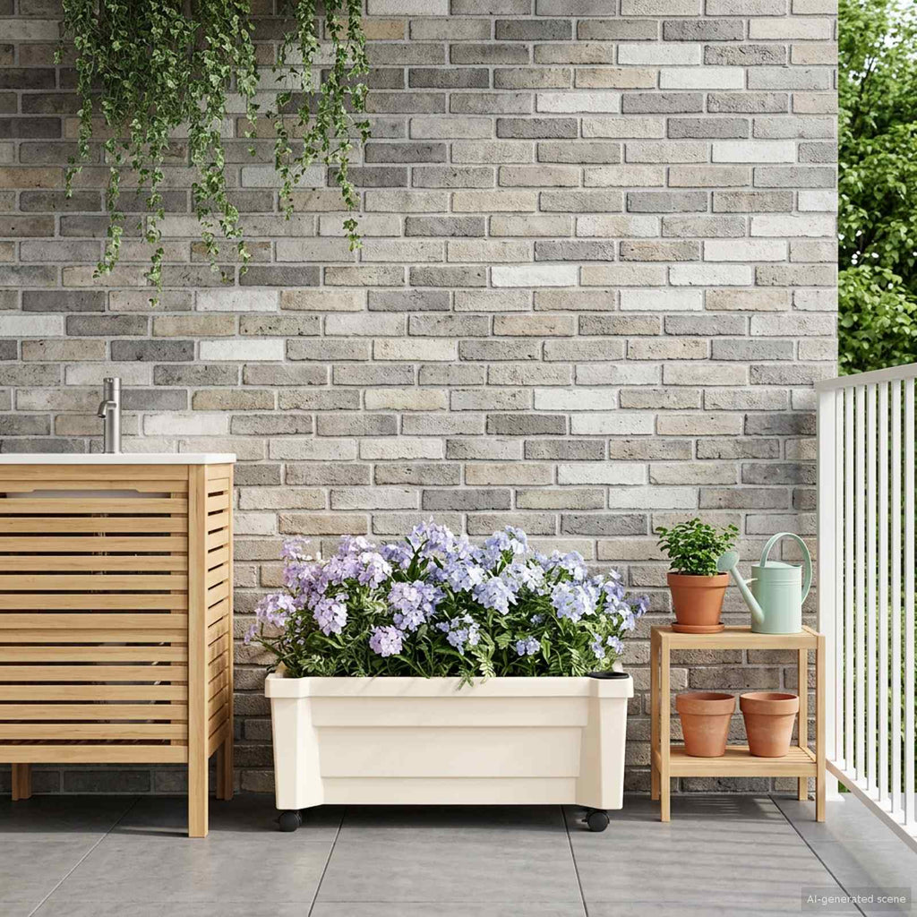 Maceta Calypso con Ruedas Blanco 79 x 35 x 33 cm PP