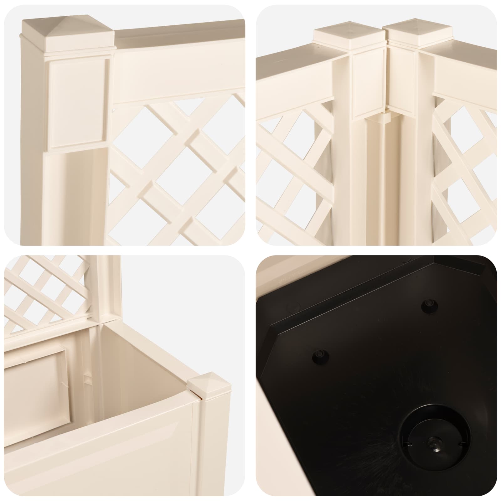 Maceta Grande con Trellis 2 pcs Blanco 143 x 143 x 133,5 cm PP