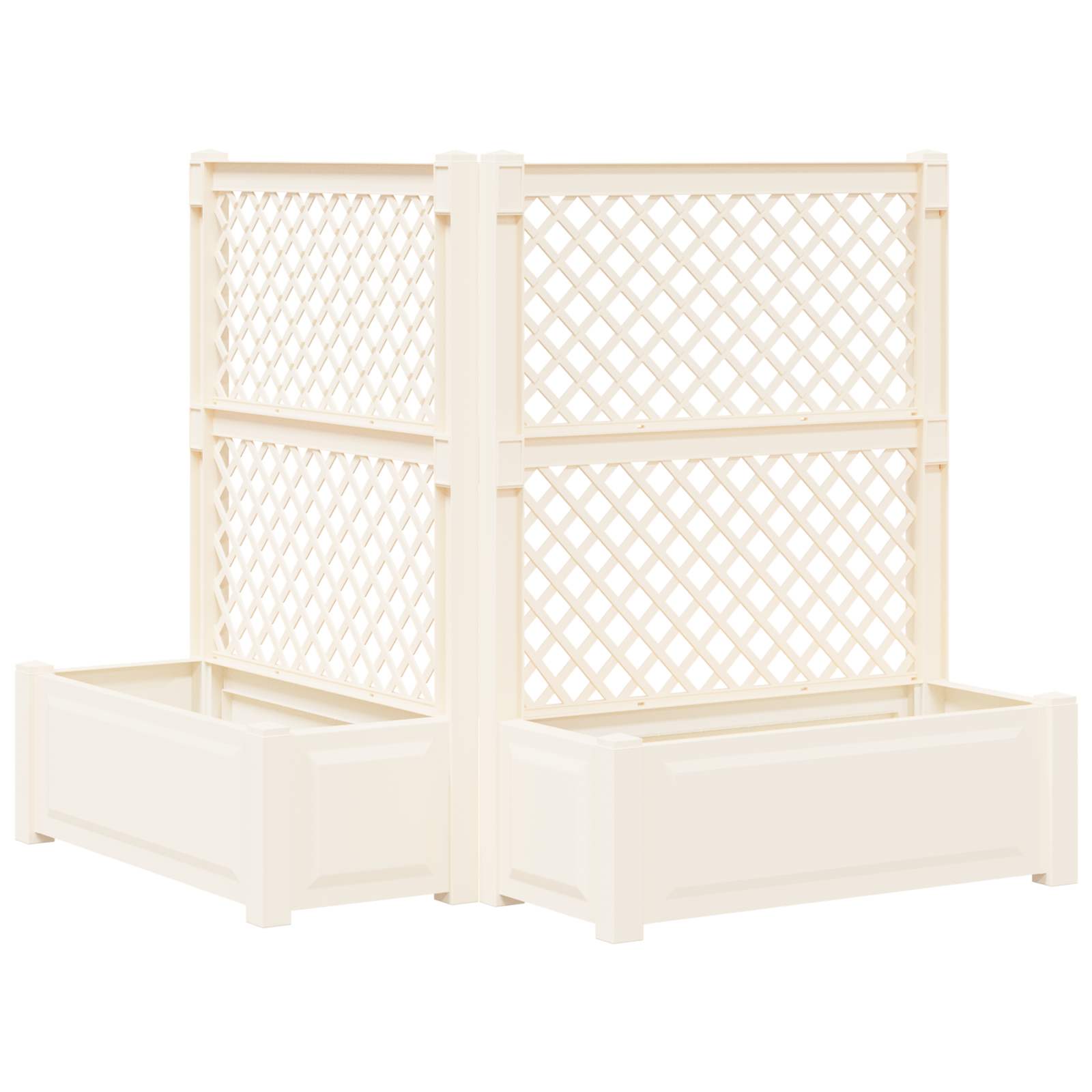 Maceta Grande con Trellis 2 pcs Blanco 143 x 143 x 133,5 cm PP