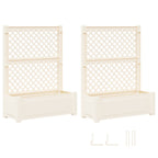Maceta Grande con Trellis 2 pcs Blanco 143 x 143 x 133,5 cm PP