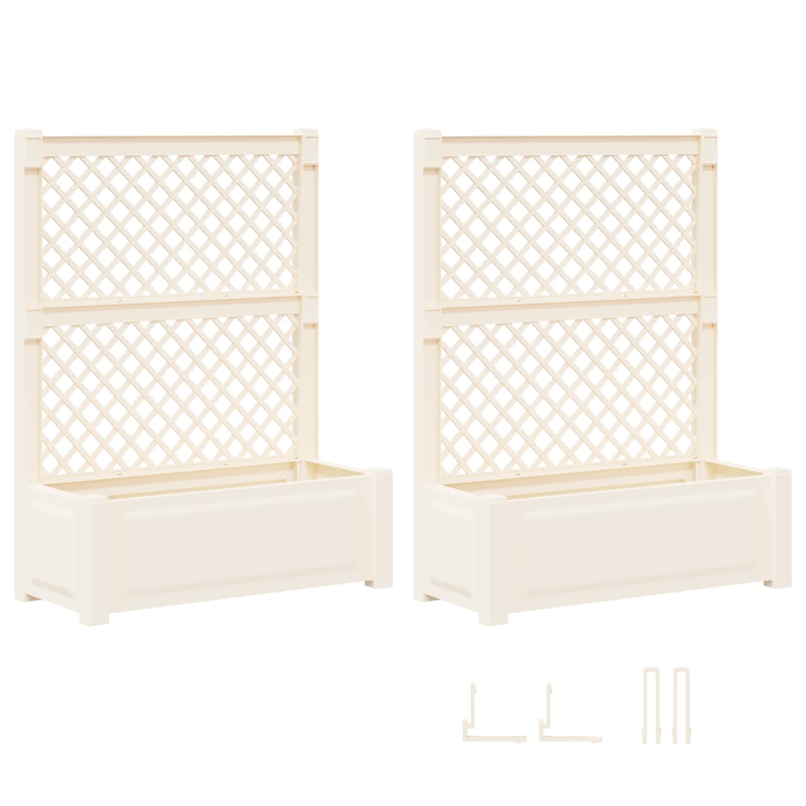 Maceta Grande con Trellis 2 pcs Blanco 143 x 143 x 133,5 cm PP