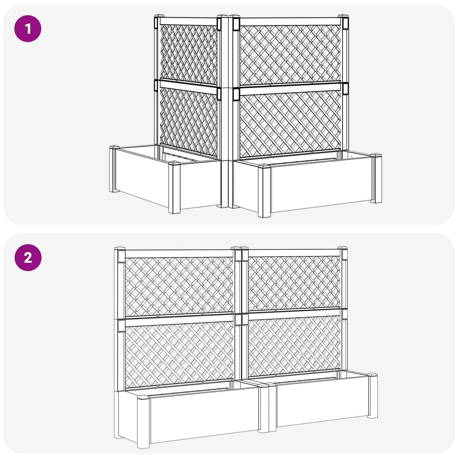 Maceta Grande con Trellis 2 pcs Blanco 143 x 143 x 133,5 cm PP