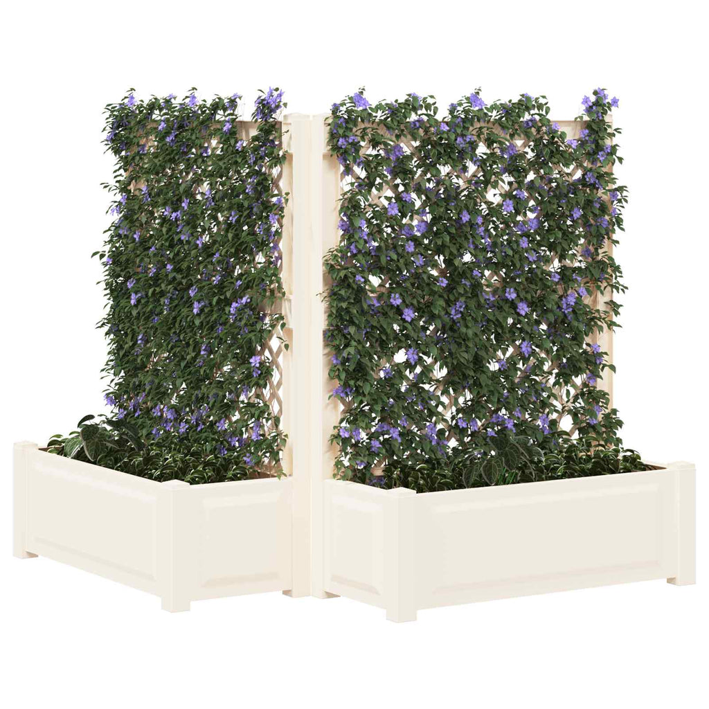 Maceta Grande con Trellis 2 pcs Blanco 143 x 143 x 133,5 cm PP
