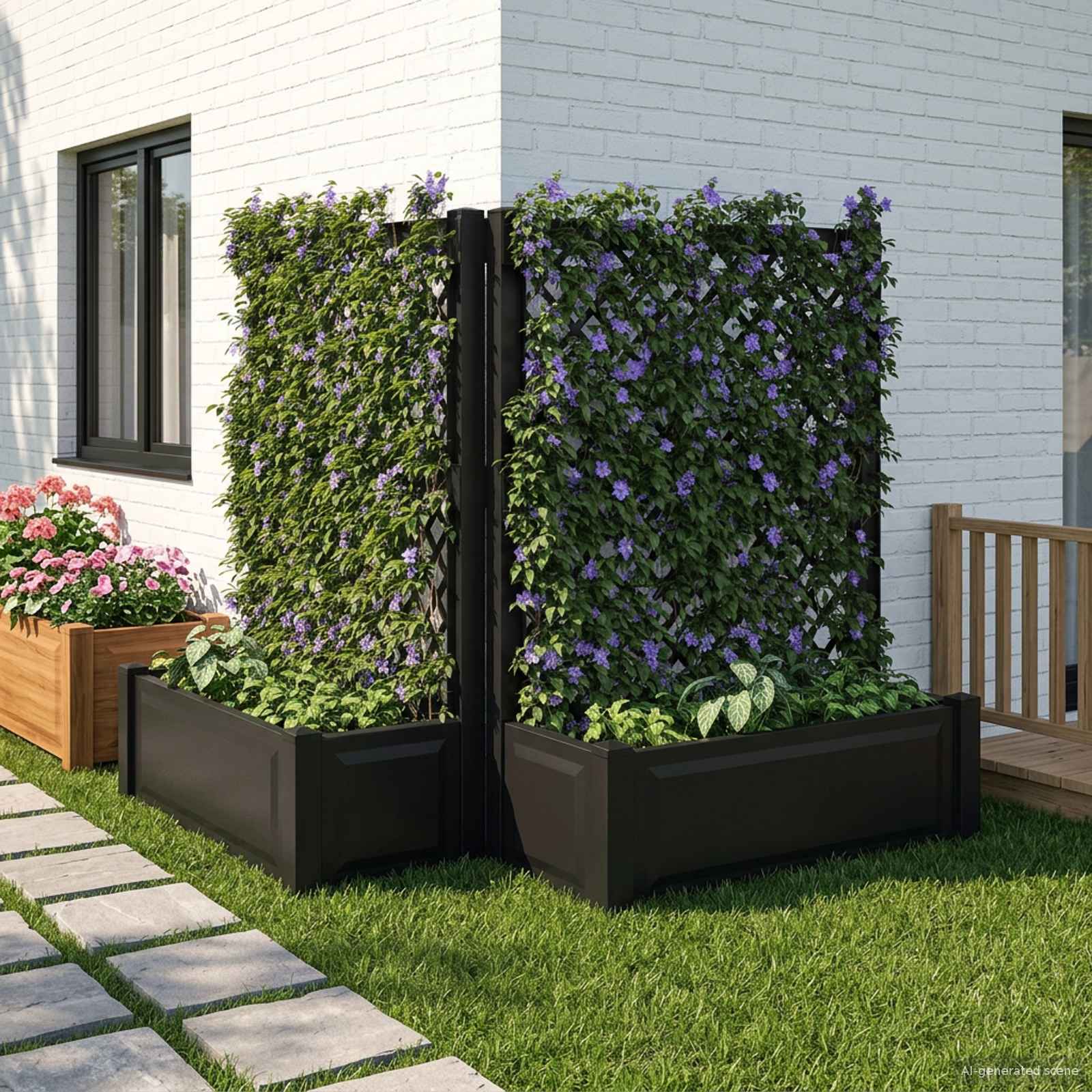 Maceta Grande con Trellis 2 pcs Blanco 143 x 143 x 133,5 cm PP