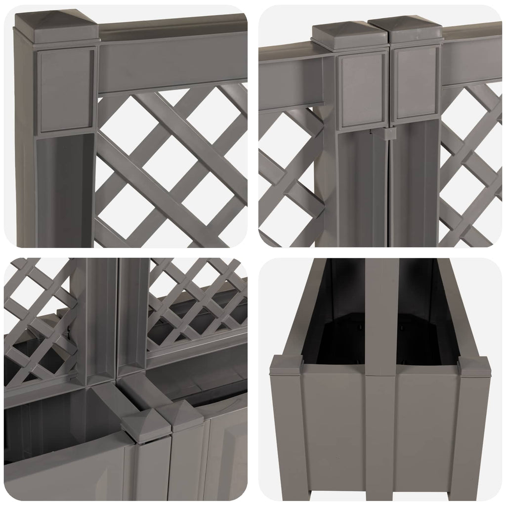 Jardín grande con enrejado 2 pcs Gris 200 x 43 x 133,5 cm PP