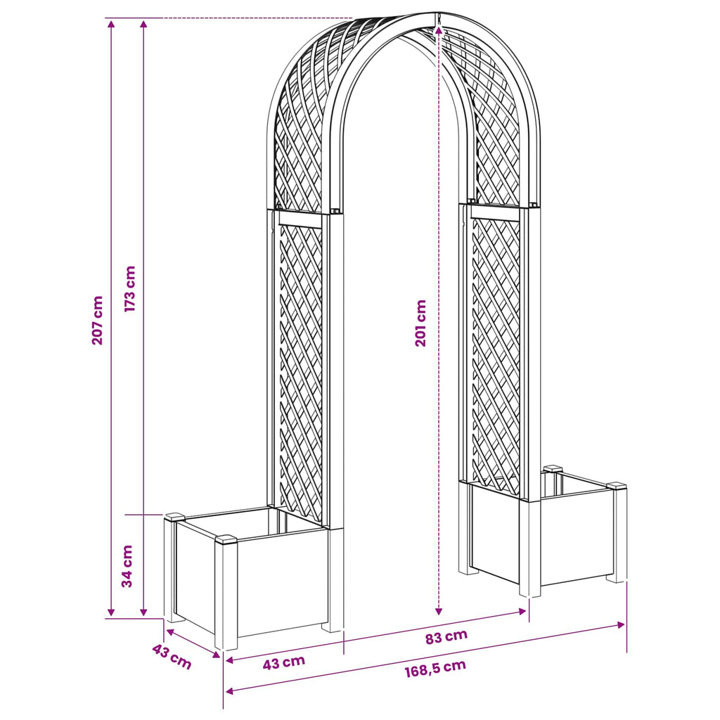 Arco de Rosas con Plantador Blanco 168,5 x 43 x 207 cm PP